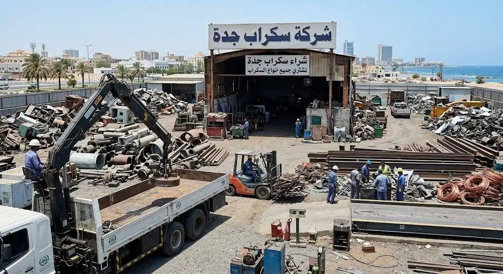 شراء سكراب جدة — فرز المعادن وتحميلها بعد الوزن أمام البائع